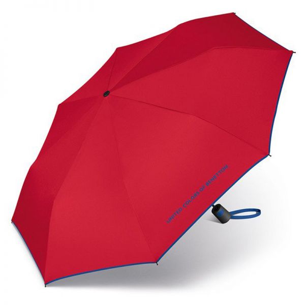 Ομπρέλα γυναικεία σπαστή αυτόματη κόκκινη με ρέλι United Colors Of Benetton Mini AC Folding Umbrella Red.