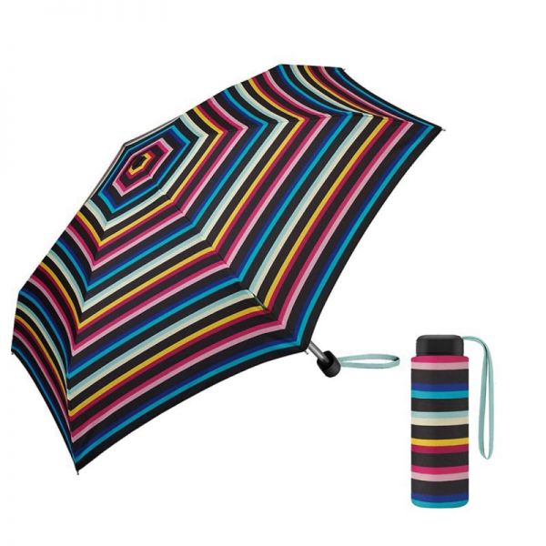 Ομπρέλα γυναικεία μίνι σπαστή πλακέ ριγέ United Colors Of Benetton Ultra Mini Flat Folding Umbrella Multi Stripes.