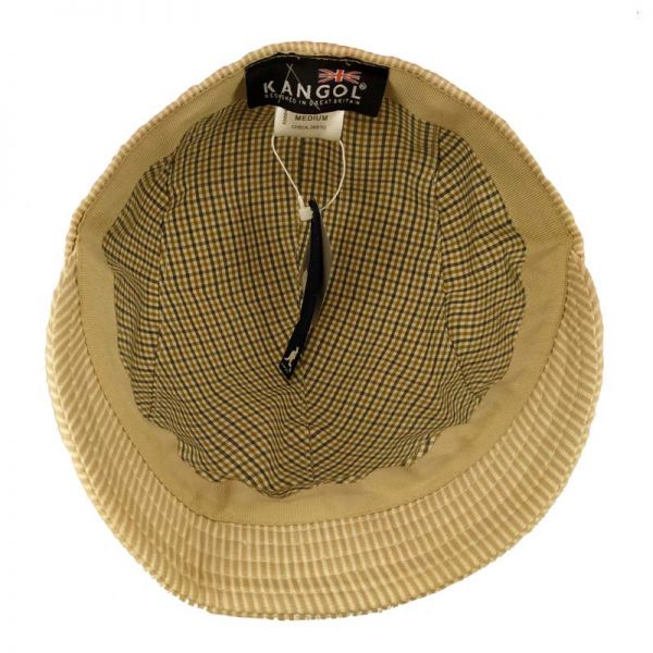 Καπέλο τραγιάσκα καλοκαιρινή μπεζ ριγέ Kangol Check Deeto Beige, εσωτερικό.