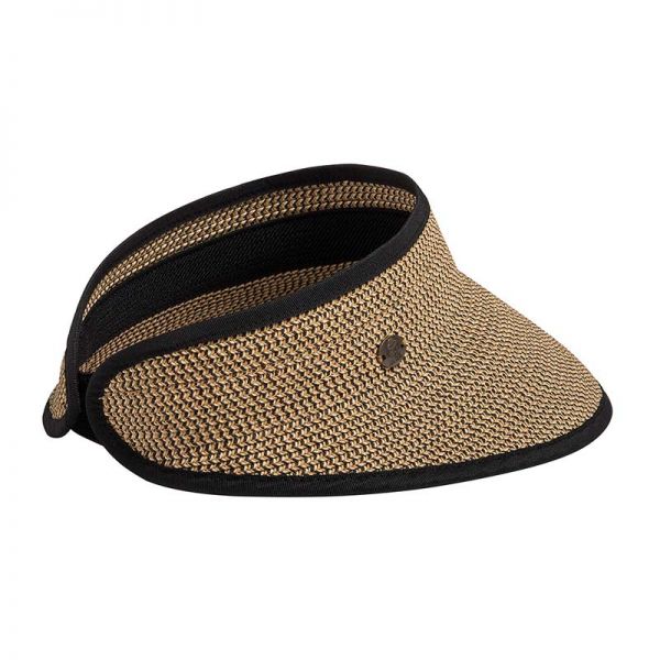 Καπέλο γείσο γυναικείο ψάθινο μαύρο Women's Straw Visor Black.