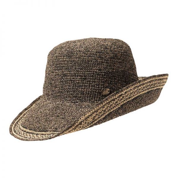 Καπέλο ψάθινο γυναικείο πλεκτό γκρι με μεσαίο γείσο Women's Straw Hat Tricoté Cloche Grey