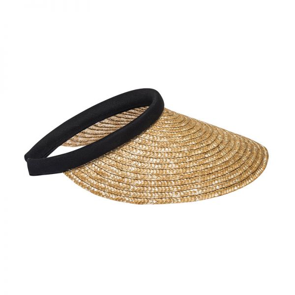 Summer Ladies Straw Visor Black