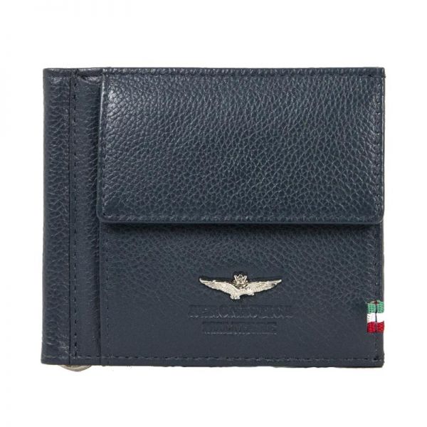 Leather Bank Note Wallet Aeronautica Militare Flag Blue AM-110