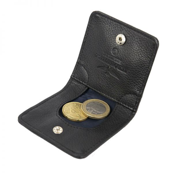 Leather Coin Punch Wallet Aeronautica Militare Flag Coin Purse Black AM-109