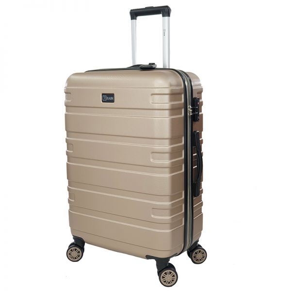 Βαλίτσα σκληρή μεσαία επεκτάσιμη σαμπανί  με 4 ρόδες Rain 4W Expandable RB80104 Luggage 65 cm Champagne.