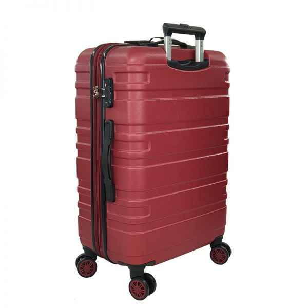 Βαλίτσα σκληρή μεγάλη επεκτάσιμη  κόκκινη με 4 ρόδες Rain 4W Expandable RB80104 Luggage 75 cm Red, πίσω όψη.