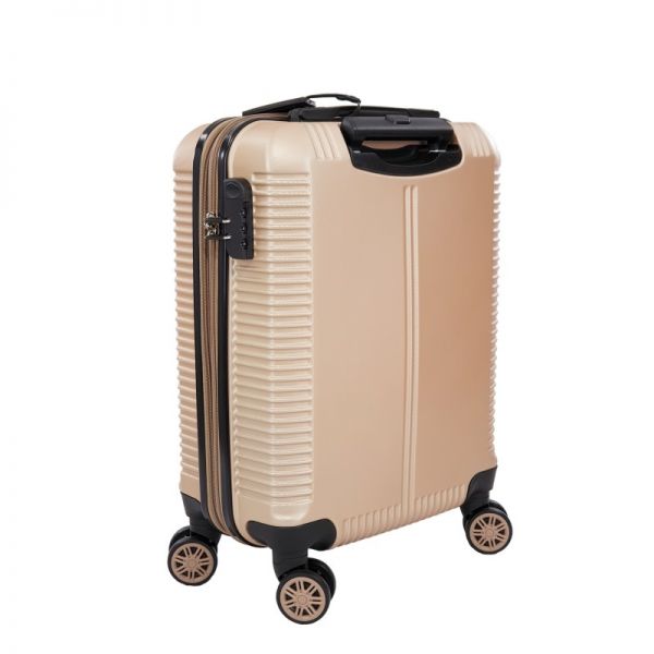 Βαλίτσα σκληρή καμπίνας επεκτάσιμη χρυσή με 4 ρόδες Rain 4W Εxpandable RB8083 Luggage 55 cm Gold, πίσω όψη.