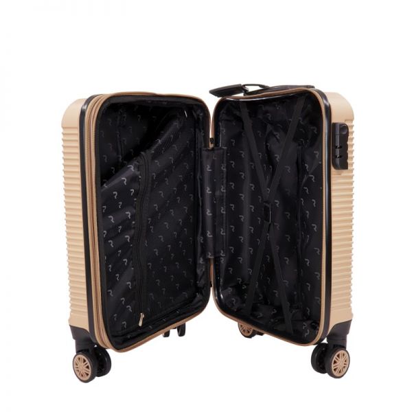 Βαλίτσα σκληρή καμπίνας επεκτάσιμη χρυσή με 4 ρόδες Rain 4W Εxpandable RB8083 Luggage 55 cm Gold, εσωτερικό.