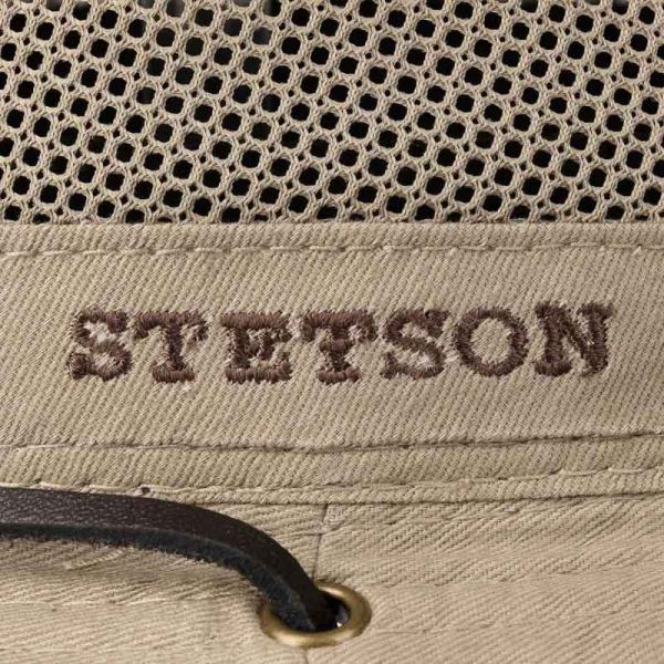Καπέλο πλατύγυρο εκδρομικό μπεζ Stetson Outdoor Air Cotton Beige, λεπτομέρεια, logo.