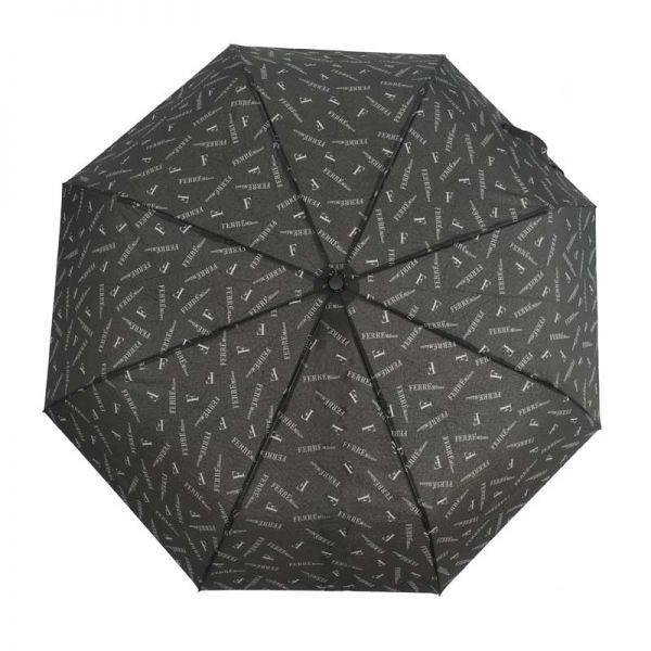 Ομπρέλα σπαστή μαύρη με λεοπάρ μπορντούρα και αυτόματο άνοιγμα - κλείσιμο Ferre Automatic Open - Close Folding Umbrella  With Leopard Border Black.