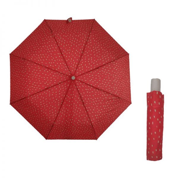 Ομπρέλα γυναικεία σπαστή κόκκινη αυτόματη Ferré‎ Automatic Folding Umbrella Art Vertical Bars Red.
