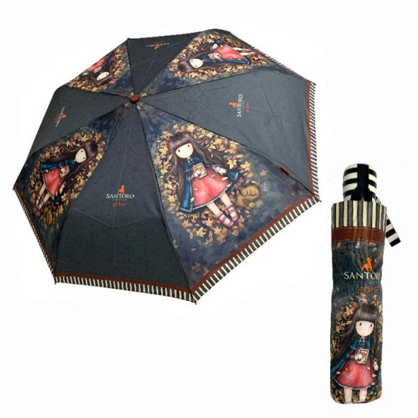 Automatic Folding Umbrella Santoro Gorjuss Autumn Leaves