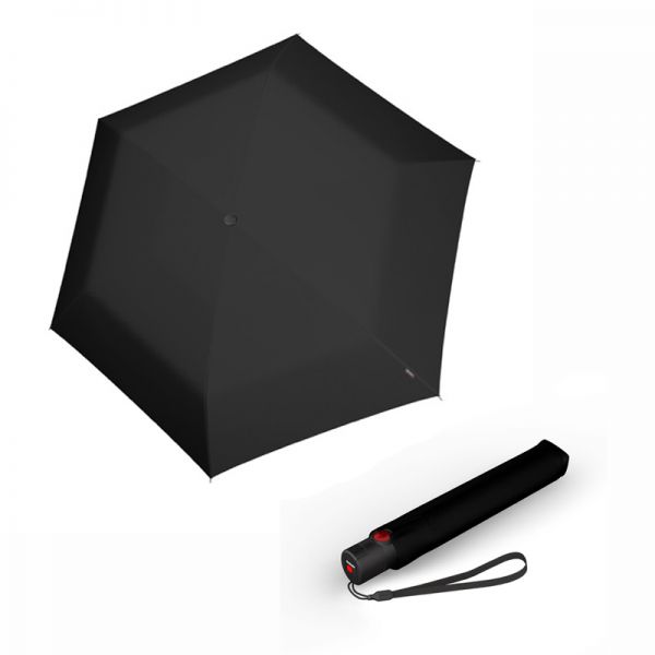 Ομπρέλα σπαστή αυτόματο άνοιγμα - κλείσιμο μαύρη Knirps U.200 Ultra Light Slim Duomatic Folding Umbrella Black.