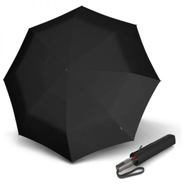 Automatic Open - Close Folding Escort Umbrella Knirps T.400 Duomatic Solids Black