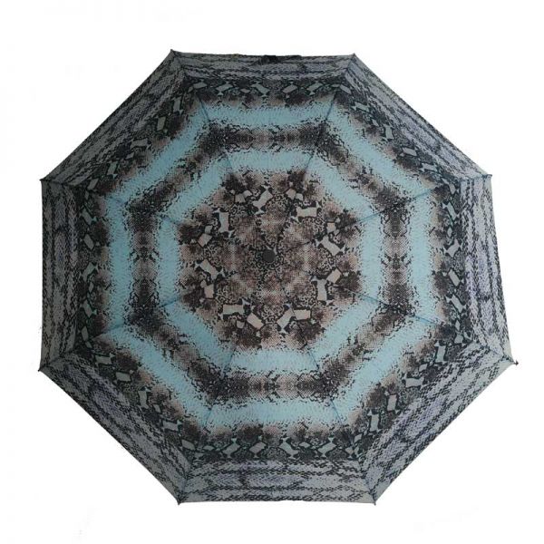 Ομπρέλα γυναικεία  σπαστή αυτόματη  Ferre Automatic Umbrella Animal Print Snake Light Blue.