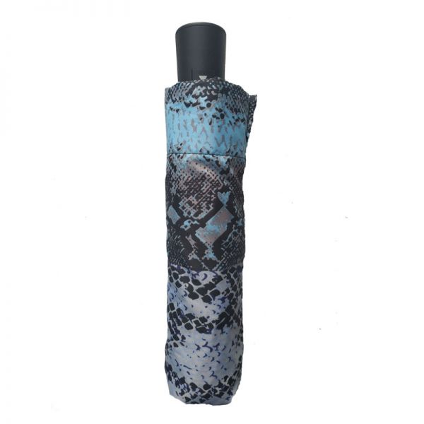 Ομπρέλα γυναικεία  σπαστή αυτόματη  Ferre Automatic Umbrella Animal Print Snake Light Blue.