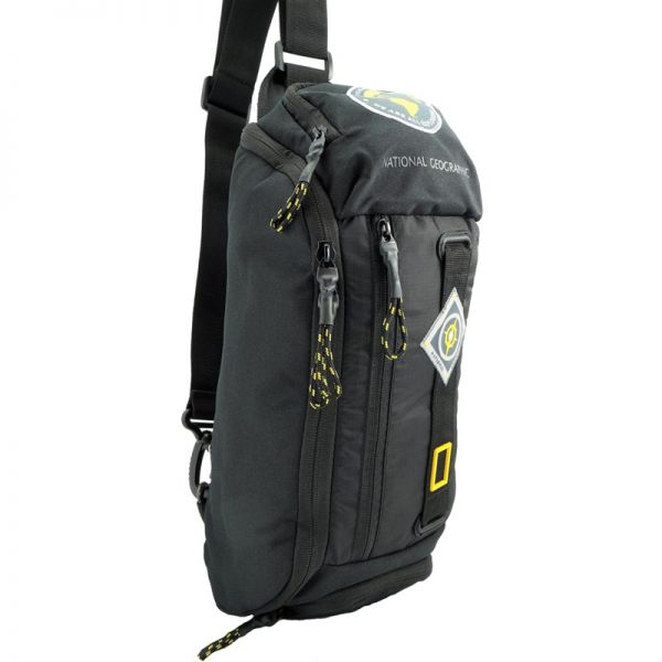 Τσάντα ώμου - πλάτης μαύρη National Geographic New Explorer Sling Bag Black, αριστερή όψη.