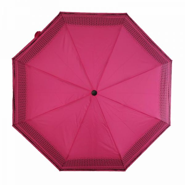 Automatic Folding Umbrella With Printed Border Pierre Cardin Fuchsia