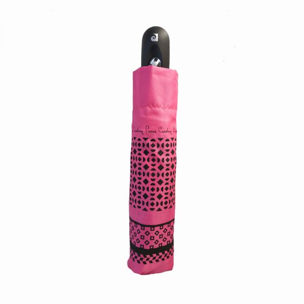 Automatic Folding Umbrella With Printed Border Pierre Cardin Fuchsia