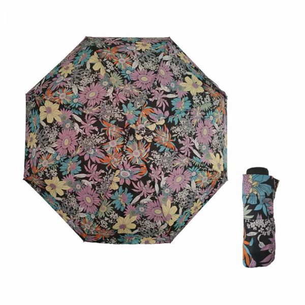 Mini Folding Manual Umbrella Pierre Cardin Floral Black