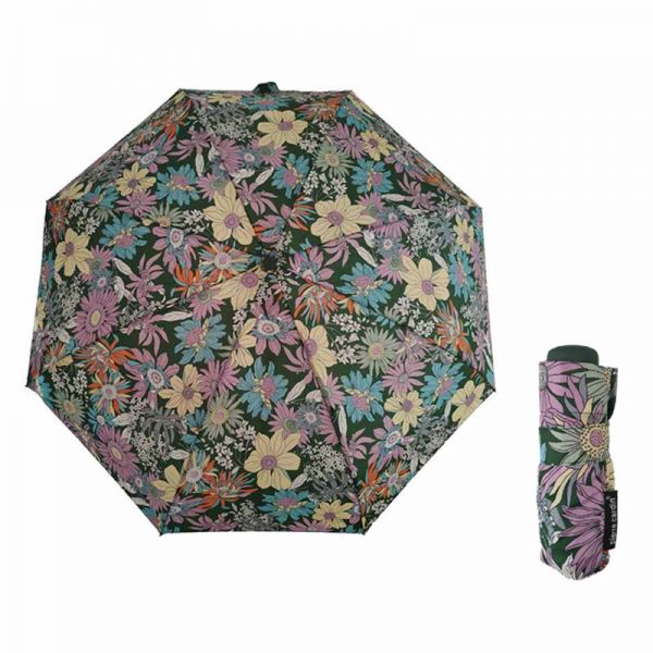 Mini Folding Manual Umbrella Pierre Cardin Floral Green