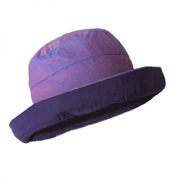 Καπέλο γυναικείο καλοκαιρινό βαμβακερό δίχρωμο Women's Summer 2 Tone Cotton Hat, μωβ.