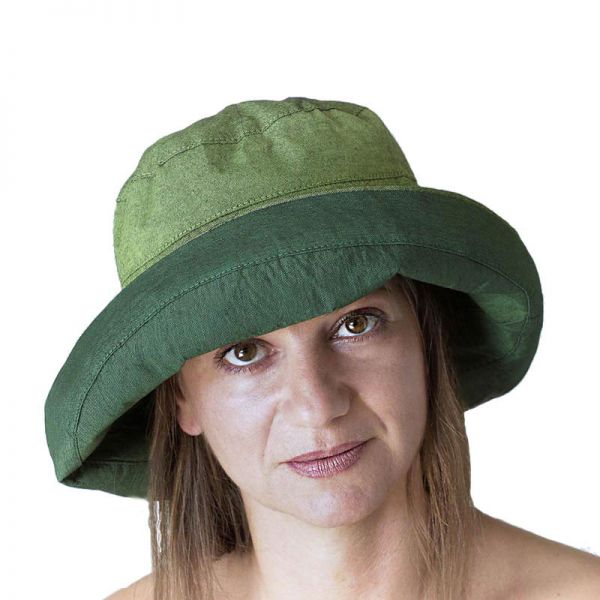 Καπέλο γυναικείο καλοκαιρινό βαμβακερό δίχρωμο Women's Summer 2 Tone Cotton Hat, πράσινο