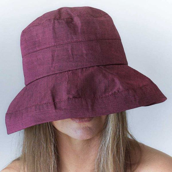 Καπέλο γυναικείο καλοκαιρινό βαμβακερό Women's Summer Cotton Hat, βυσσινί.