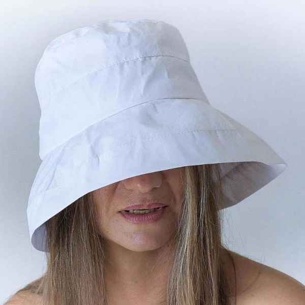 Καπέλο γυναικείο καλοκαιρινό βαμβακερό Women's Summer Cotton Hat, λευκό.