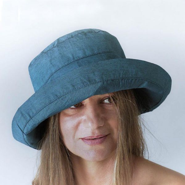 Καπέλο γυναικείο καλοκαιρινό βαμβακερό Women's Summer Cotton Hat, πετρόλ