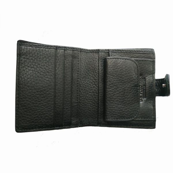 Πορτοφόλι δερμάτινο ανδρικό μαύρο U.S. POLO ASSN. Queasy S Horiz. Wallet Black, εσωτερικό.