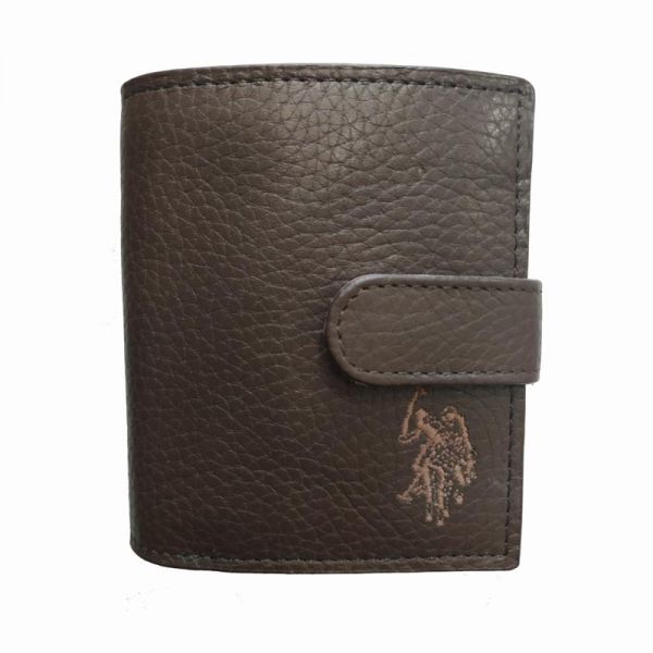 Πορτοφόλι δερμάτινο ανδρικό καφέ U.S. POLO ASSN. Queasy S Horiz. Wallet Brown.