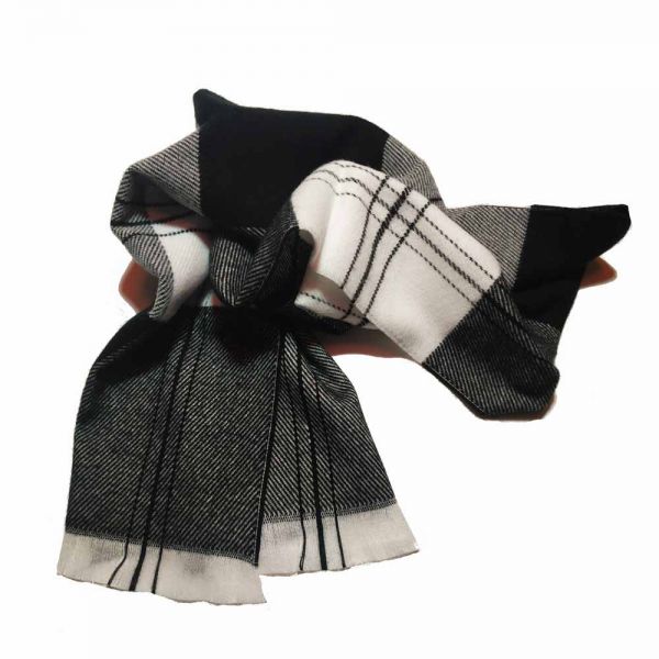 Κασκόλ καρώ ασπρόμαυρο Pierre Quioc Scarf Checked White - Black