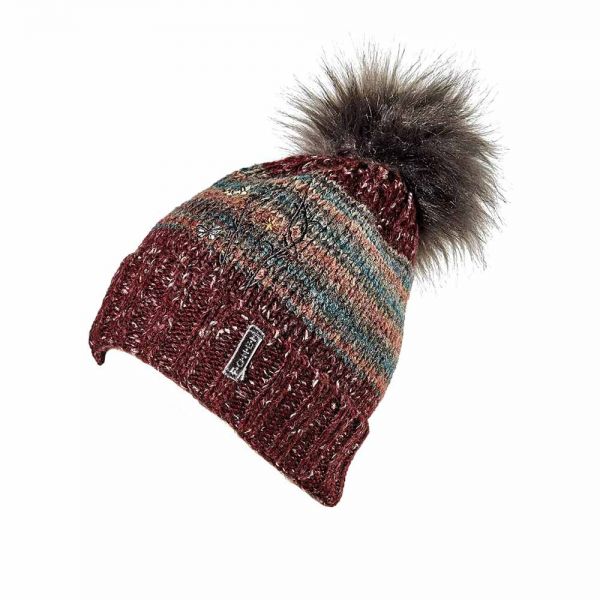Winter Beanie With Butterflies And Pom - Po  Fonem Bordeaux