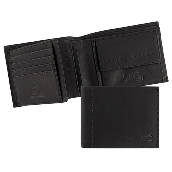 Leather Horizontal Wallet Camel Active Niagara Black