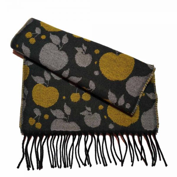 Κασκόλ γυναικείο γκρι με φρούτα Pierre Quioc Women's Scarf Fruits Grey