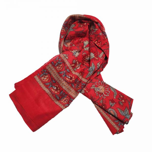 Scarf - Pareo Floral Peony Coral Red