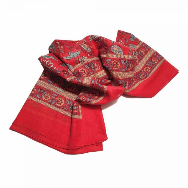 Scarf - Pareo Floral Peony Coral Red