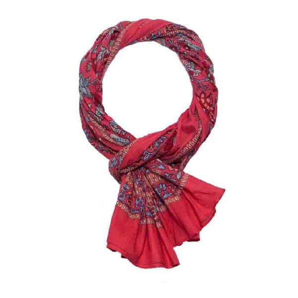 Scarf - Pareo Floral Peony Coral Red