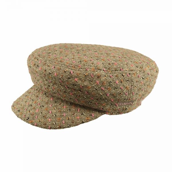 Καπέλο τραγιάσκα χειμερινό καρό γκρι Kangol Tweed Mau Cap Grey