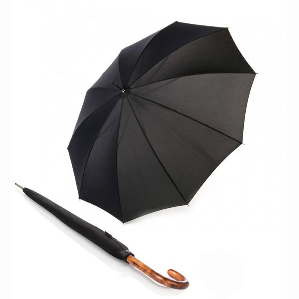 Ομπρέλα μεγάλη αυτόματη μαύρη με ξύλινη λαβή Knirps Τ.771 Stick Long AC Black.