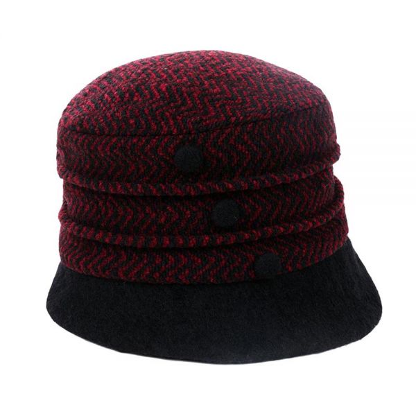 Καπέλο γυναικείο χειμερινό μάλλινο βυσσινί ψαροκόκαλο Hat You Ladies Winter Hat Bordeaux.