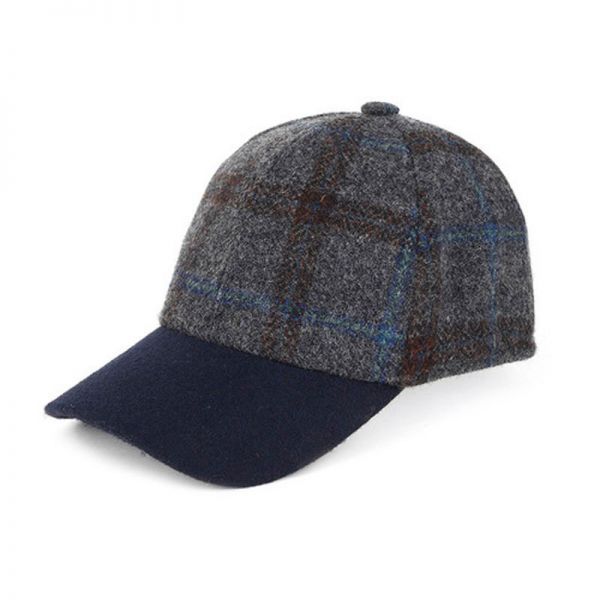 Winter Woolen Cap Checked Hatyou Blue