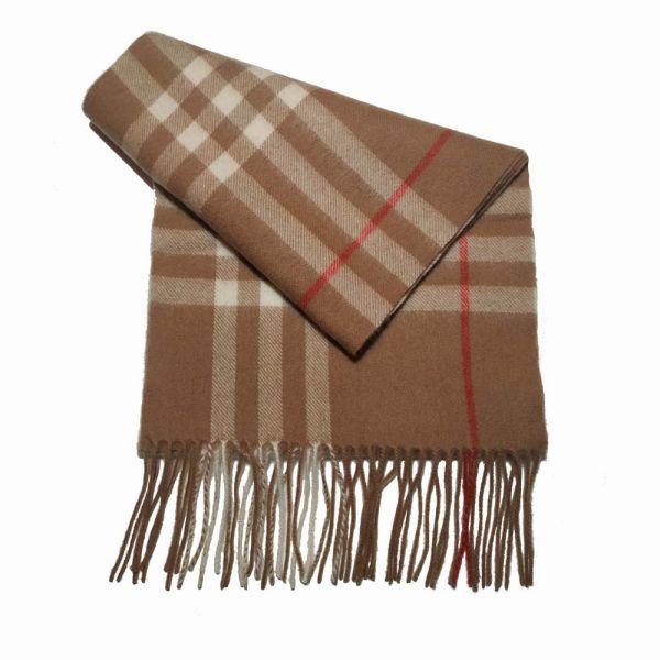 Κασκόλ μάλλινο καρό μπεζ Wool Scarf Checked Beige