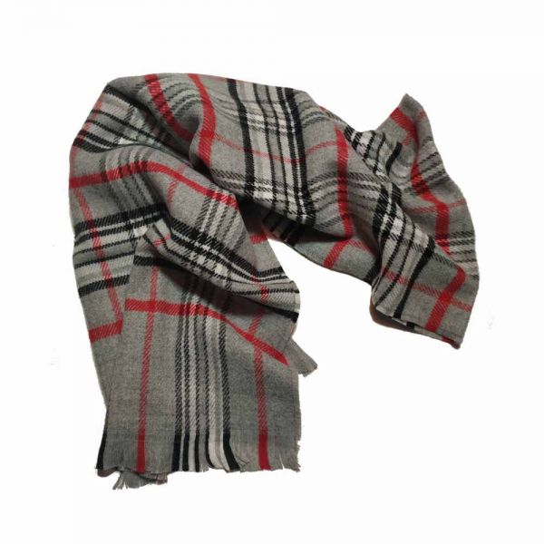 Κασκόλ καρώ γκρι Pierre Quioc Scarf Checked Grey