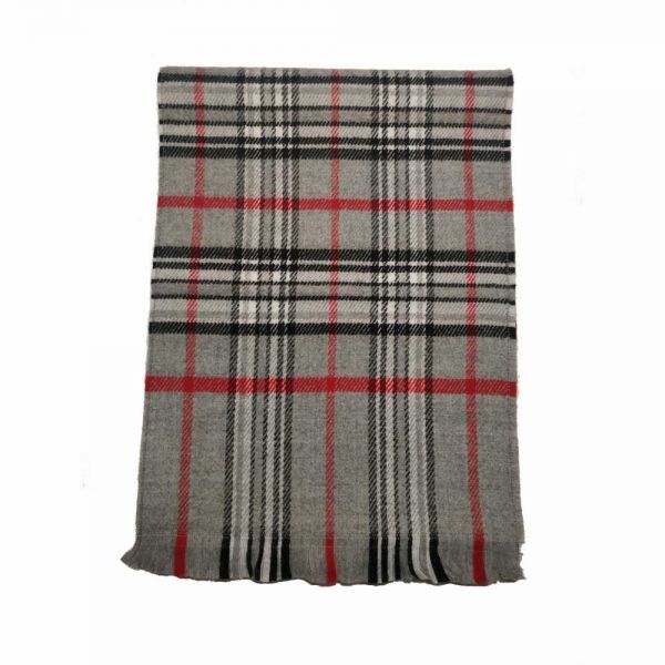 Κασκόλ καρώ γκρι Pierre Quioc Scarf Checked Grey