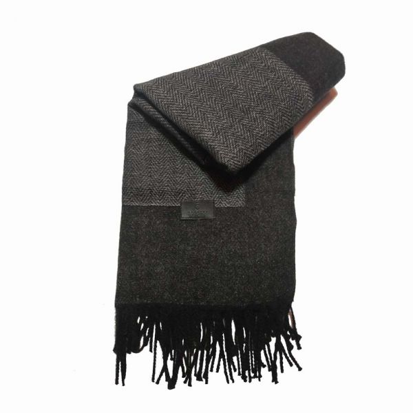 Winter Stole Georges Rech Fishbone Grey - Black