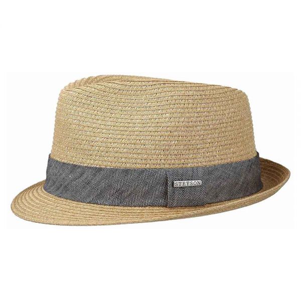 Summer Straw Trilby Hat With Fishbone Ribbon Stetson Teidton Toyo