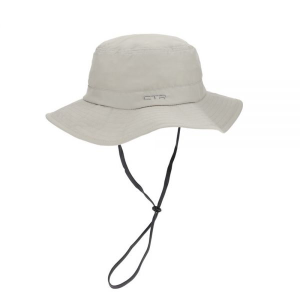 Summer Hat With Big Brim And UV Protection CTR Summit Pack-It  Light Grey