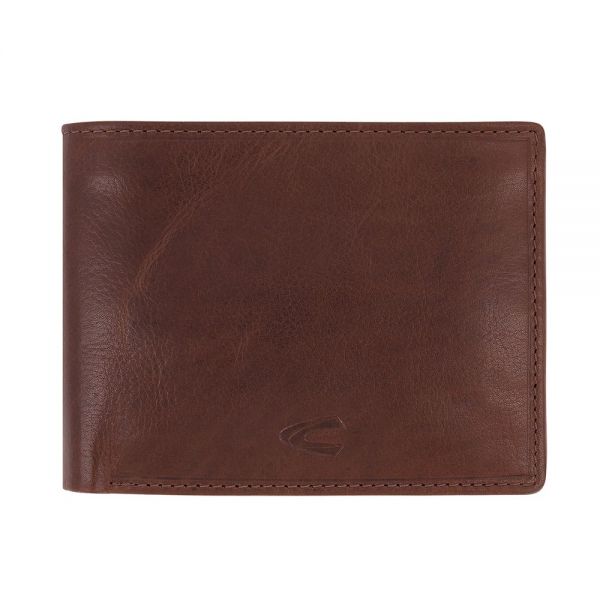 Leather Horizontal Wallet Camel Active Como Cognac